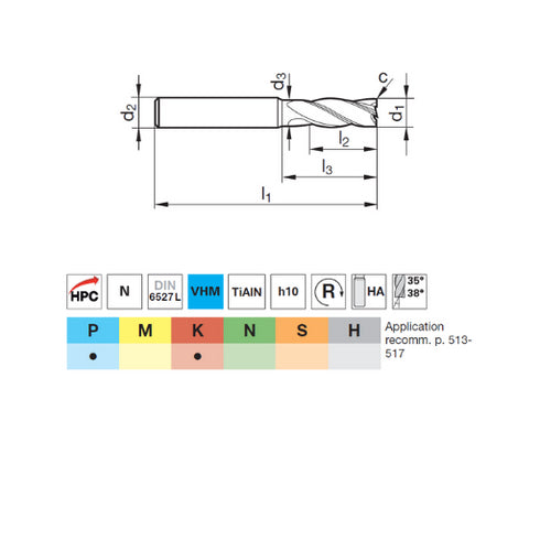 Carbide End Mill 4F, 54551 Details